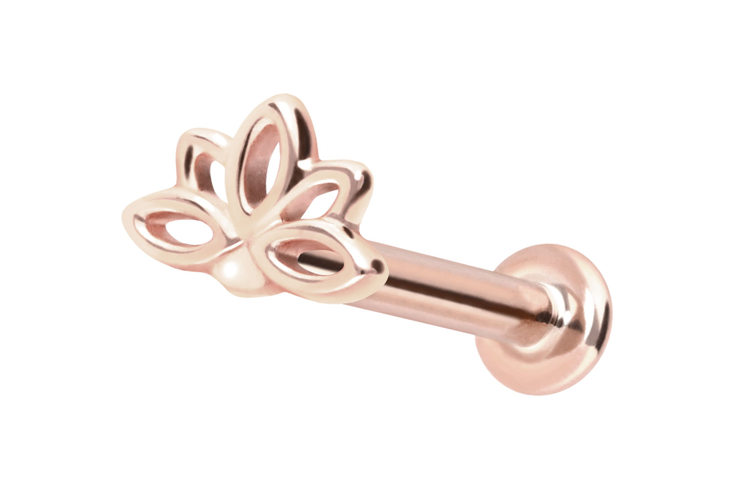 14 Karat Gold Labret Piercing mit Push Fit LOTUSBLÜTE